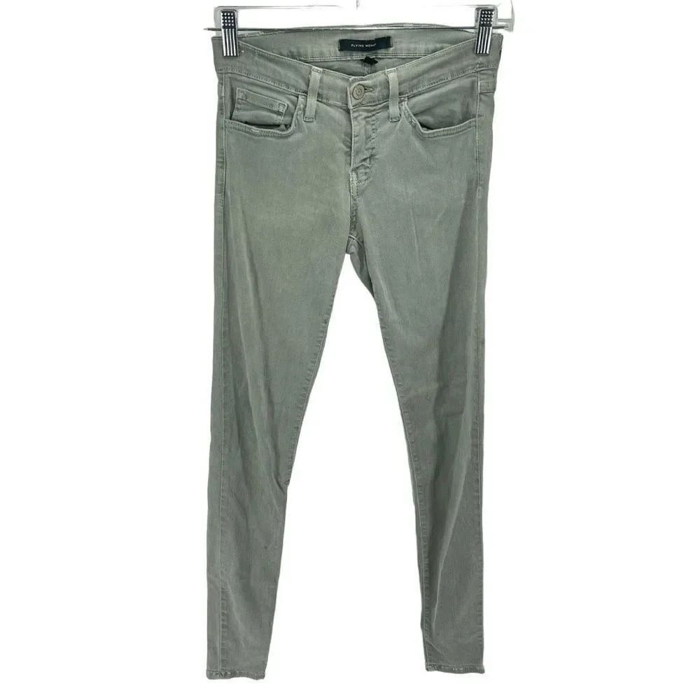Flying Monkey Womens Skinny Jeans Mid Rise Denim Stretch Pocket Gray Size 26